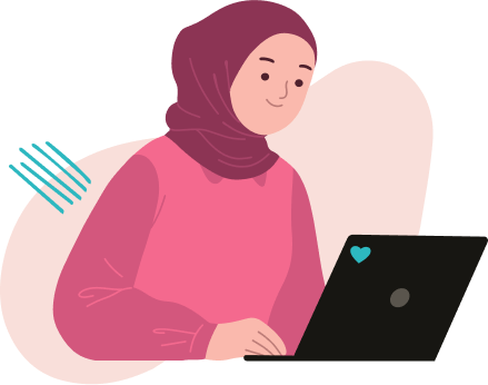 صورة توضح فتاة تعمل على الحاسوب